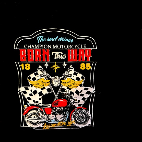 Shein Black Motorcycle Crop T- Shirt 
Size M.  (US 6) - Picture 2 of 7